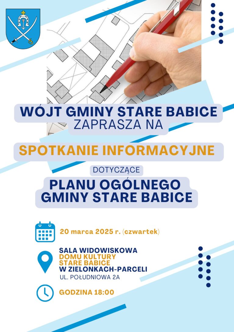 Wójt Gminy Stare Babice zaprasza na spotkanie informacyjne dotyczące planu ogólnego gminy Stare Babice