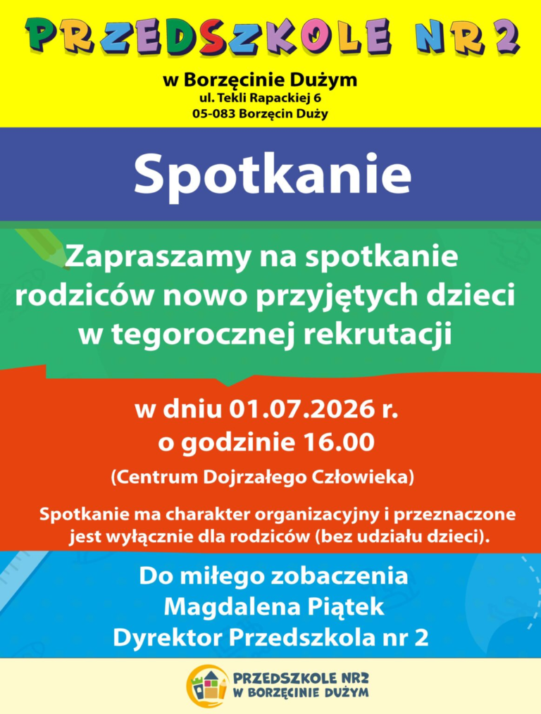 Spotkanie rodziców nowo przyjętych dzieci w tegorocznej rekrutacji.
